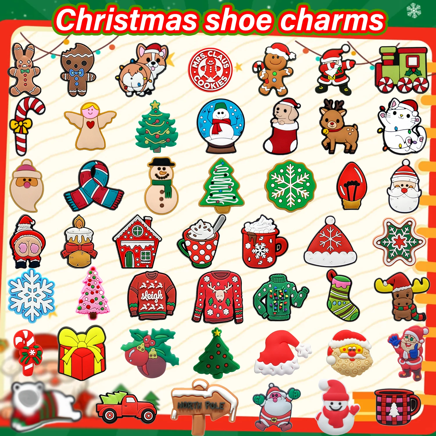 1/50 قطعة حذاء عيد الميلاد الديكور للصنادل سانتا كلوز ثلج ندفة الثلج إكسسوارات الأحذية السحر للنساء الفتيات الاطفال هدية #1