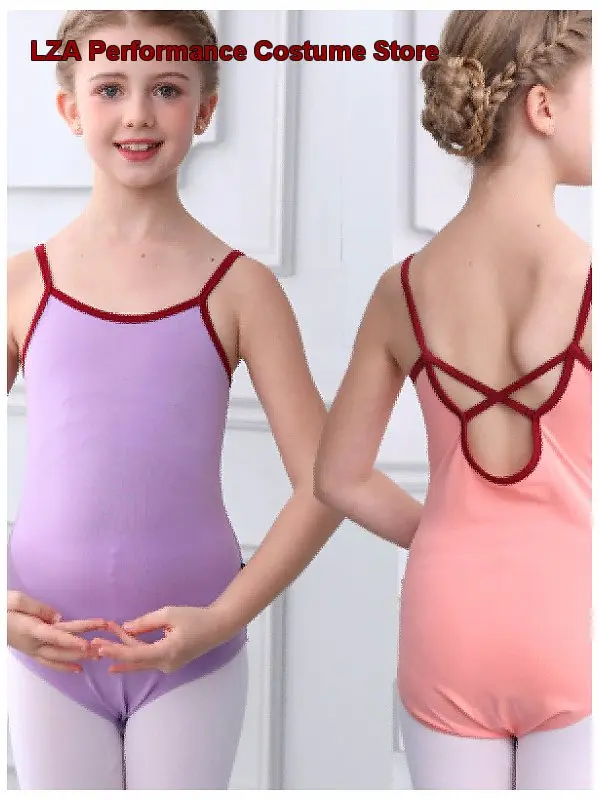 Girls' Dance Dress Spaghetti Strap Chinese Dance Practice Body Suit for Kids Art Exam Grade Level