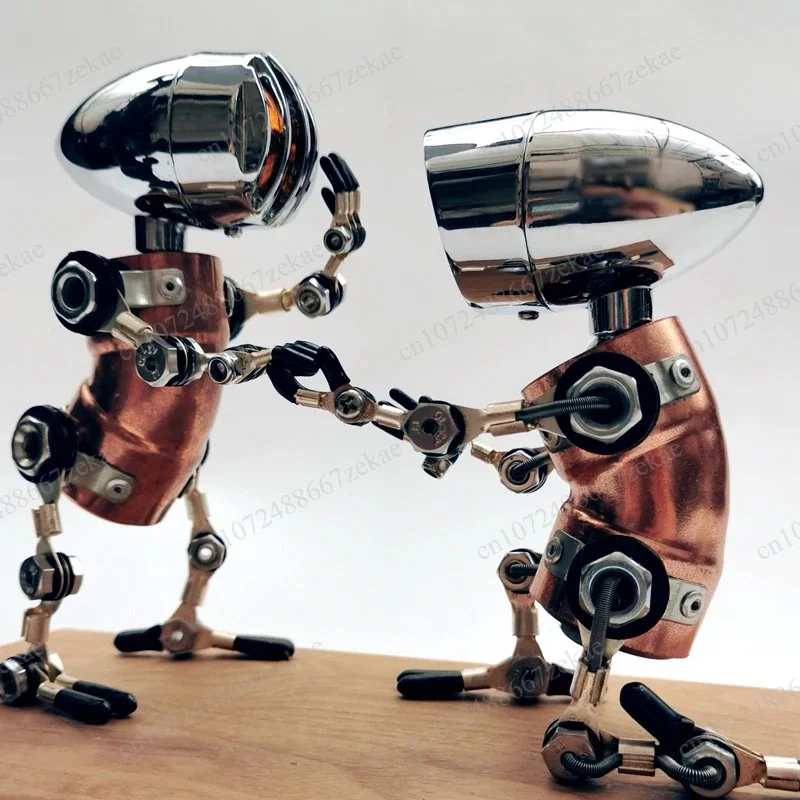 Industrial Retro Metal Punk Robot Handcrafted Desktop Decoration Musical Assembly Model