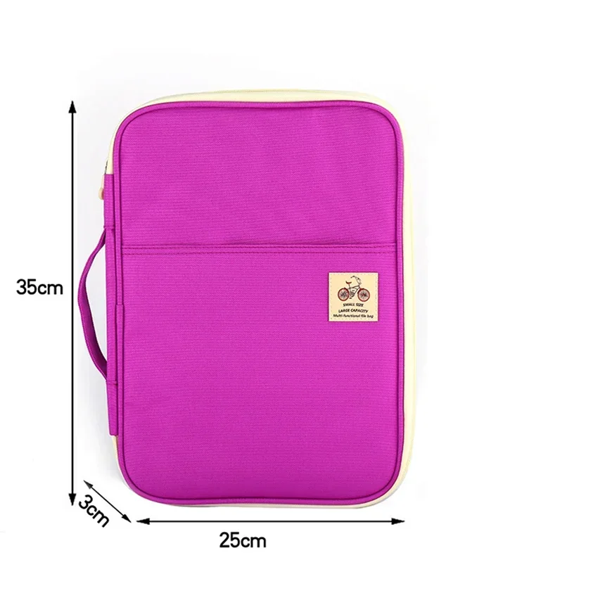 Waterproof Large Capacity File Folder A4 Document Paper Holder Zipper Bag Portable Students Stationery Case Office Supplies