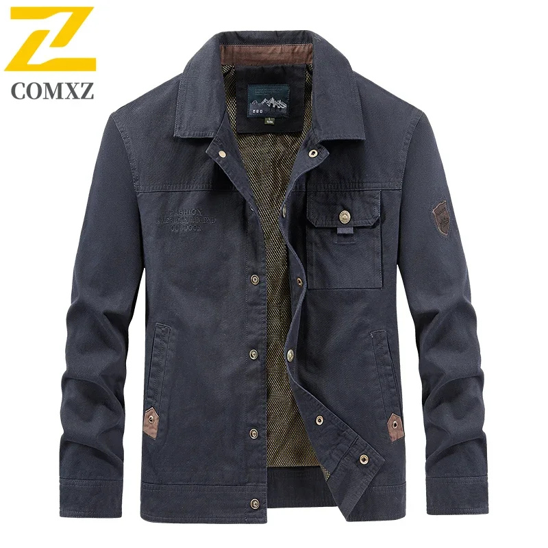 

High Quality Men Casual Jacket 2025 Spring Autumn New Fashion Versatile Loose Breathable Lapel Jacket Outdoor Camp Travel Jacket