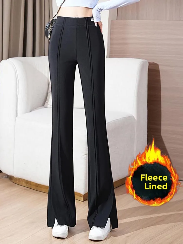 กางเกงขายาวทรงตรงเอวสูงยืดได้ กระชับสัดส่วน ใส่ได้หลากหลาย สำหรับฤดูใบไม้ร่วงและฤดูหนาว สไตล์ลำลอง