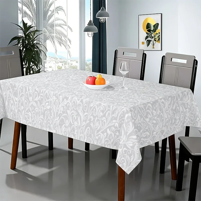 Soft, fashionable and beautiful grey-white wavy vintage rattan tablecloth