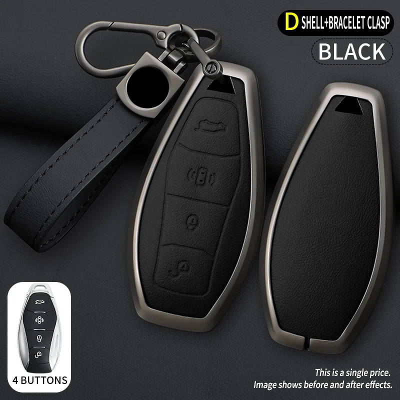 For Hongqi H5 HS5 H6 H9 HQ9 HS3 Metal leather full package keycase personalized keychain protective case 5