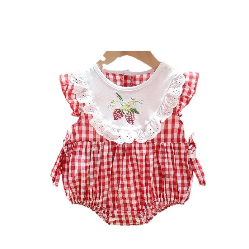 

Infant summer fart clothes, newborn baby girl onesie full moon Romper summer climbing clothes
