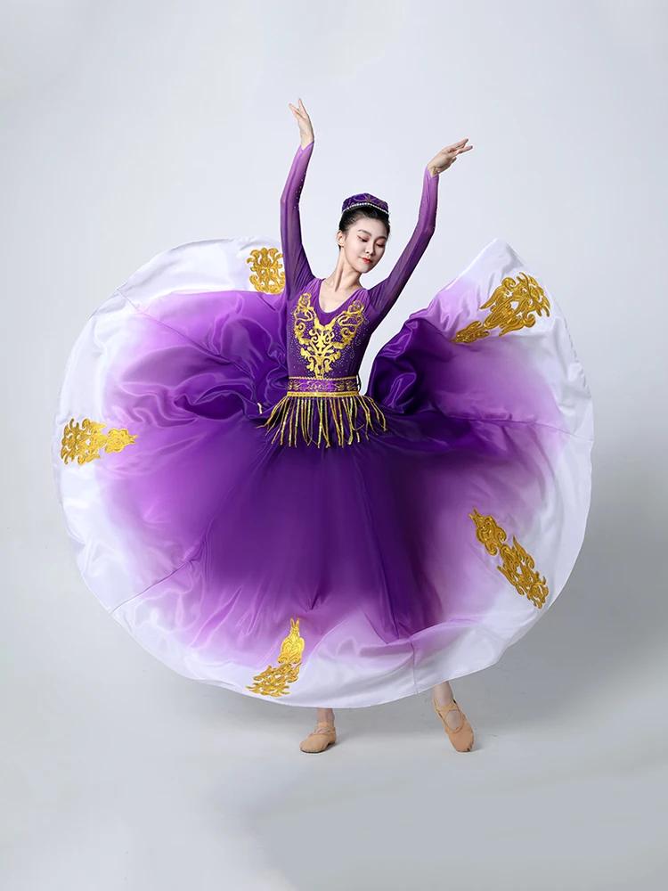 Fantasia de dança espanhola para mulheres, performance 540 graus, palco clássico de dança cigana, vestido flamenco, grande balanço, vestido tourada