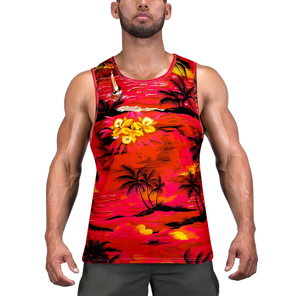 2024 neue Sommer Mode männer Ärmelloses T-Shirt Strand Druck männer Weste Leichte Und Atmungsaktive Casual Weste