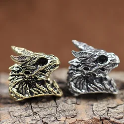 Bone Dinosaur Head Sculpture Brass Knife Bead DIY Paracord Bracelets Accessories Outdoor EDC Umbrella Rope Woven Lanyard Pendant