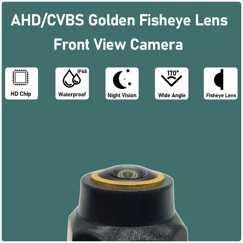 AHD HD Golden Fisheye Lens Car Front View Logo Camera Waterproof For Jeep Renegade Cherokee KL WK2 2014~2017 2018 2019 2020 2021