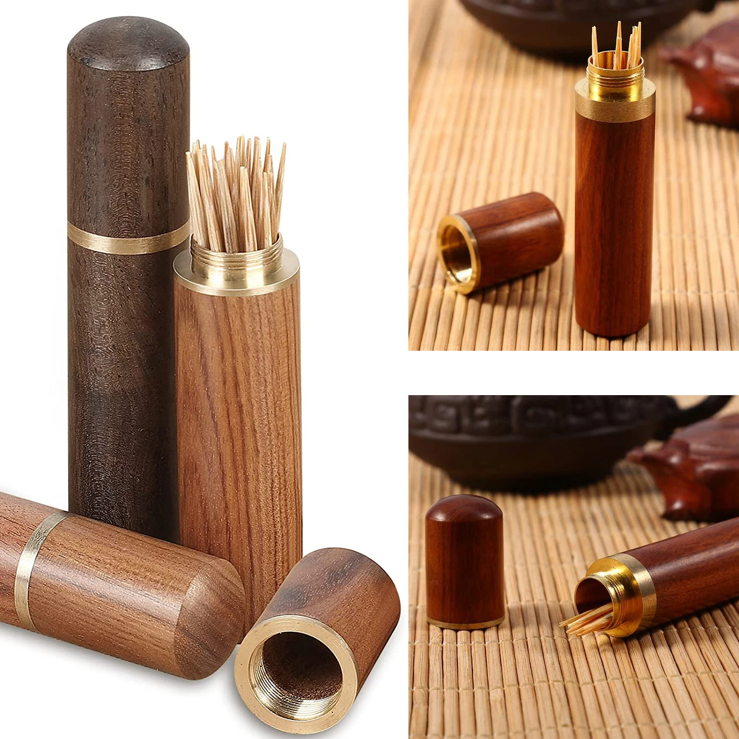 Technological Gadgets Decorative Toothpick Holder Box Container Kitchen Special Accessories Table Dining Dispenser Wooden