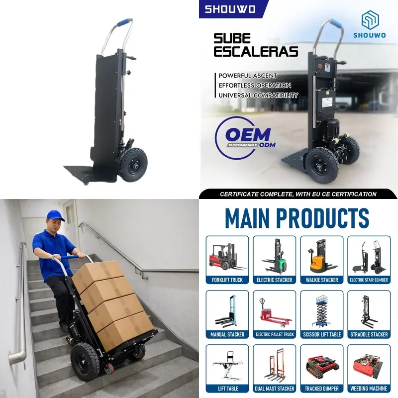 

Electric Portable Foldable Metal Ladder Climbing Machine with Triangular Wheels Stair Climbing Trolley for Cargo Handling