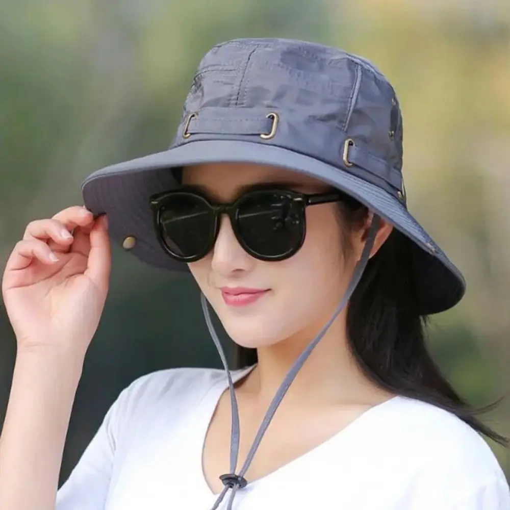 Wide Brim Large Brim Fisherman Hat Sunscreen UV Protection Summer Panama Hat Waterproof Solid Color Sunscreen Bucket Cap Unisex