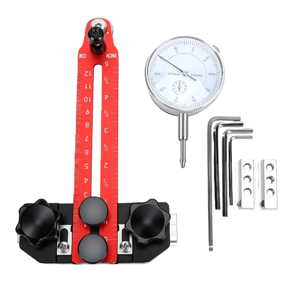 Durable Aluminum Alloy Dial Indicator Adjustable Red Alignment Tool Digital Display Sturdy Thin Rip Jig Guide