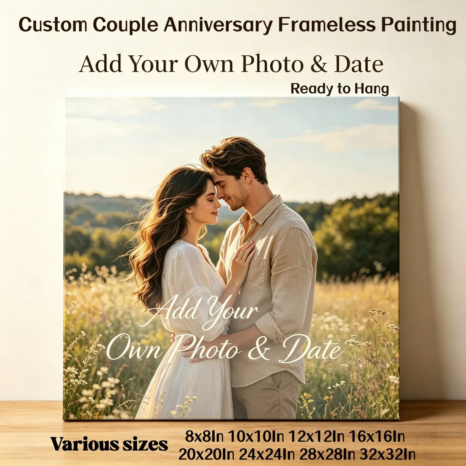 Couple Anniversary Custom Photo Print 1:1 Thickened Frameless Painting