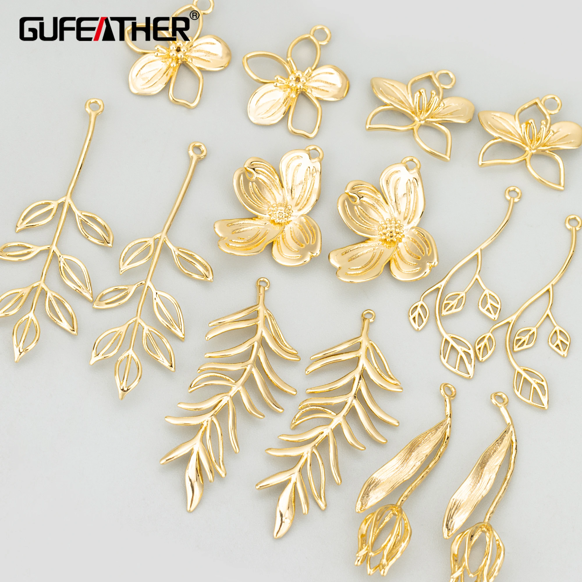 GUFEATHER ME77, akcesoria jubilerskie, 18-karatowe złoto rodowane, miedź, bez niklu, zawieszki, zawieszki DIY, tworzenie biżuterii, 6 sztuk/partia 23 sol