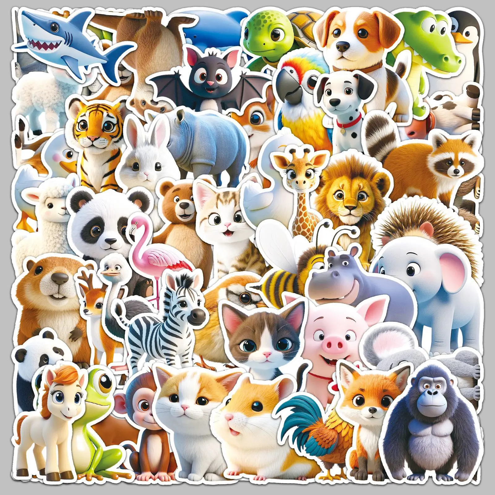 

50PCS 3Dcartoon Animals Stickers Graffiti Stickers DIY Diary Phone Case Handmade Scrapbook Aesthetic Stickers