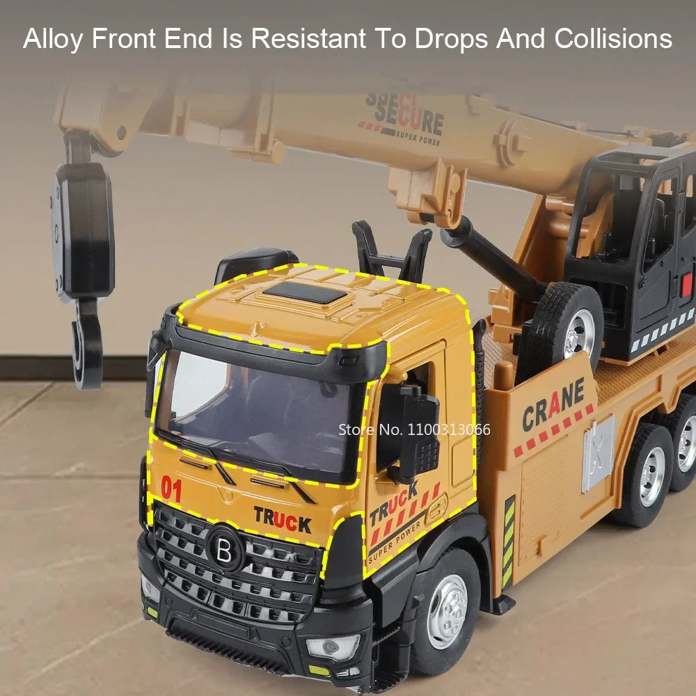 1:24 Mixer Truck Toys Alloy Cars Diecast Models Wheel Pull Back Crane Light Music Miniature Engineering Vehicles Kids Best Gifts