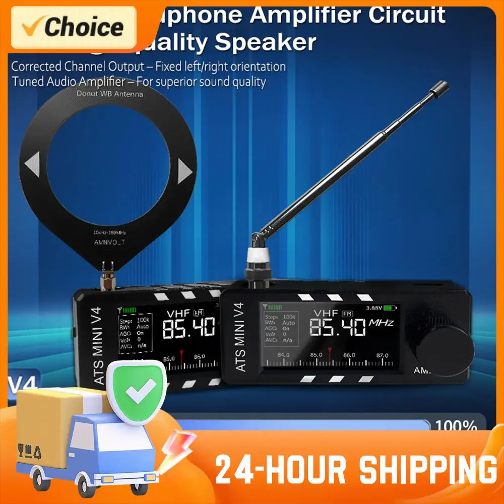 راديو الجيب AMNVOLT V4 ATS MINI SI4732 كامل النطاق DSP راديو FM AM SSB LSB USB استقبال خارجي ث/دائرة مكبر صوت سماعات الأذن