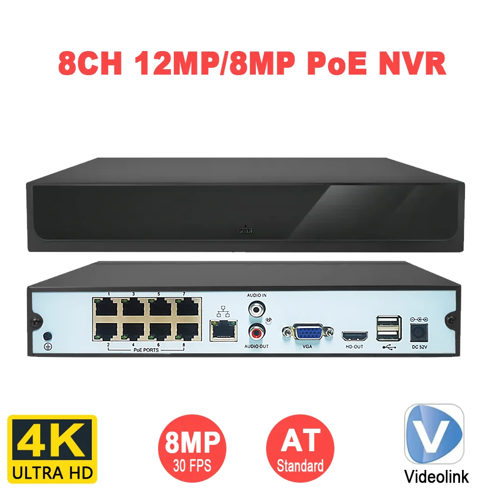 

4K 8MP 30FPS POE NVR 8CH H.265 P2P ONVIF Network Video Recorder Human Detect For IP Camera Video Surveillance System