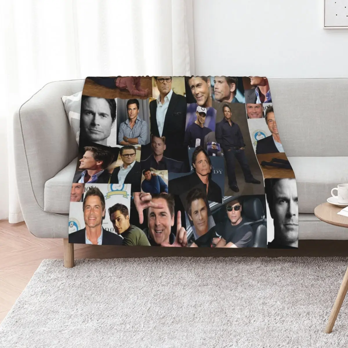 Rob Lowe Actor Aesthetic Collage Throw Blanket Portable Lightweight Blanket for Travel Camping