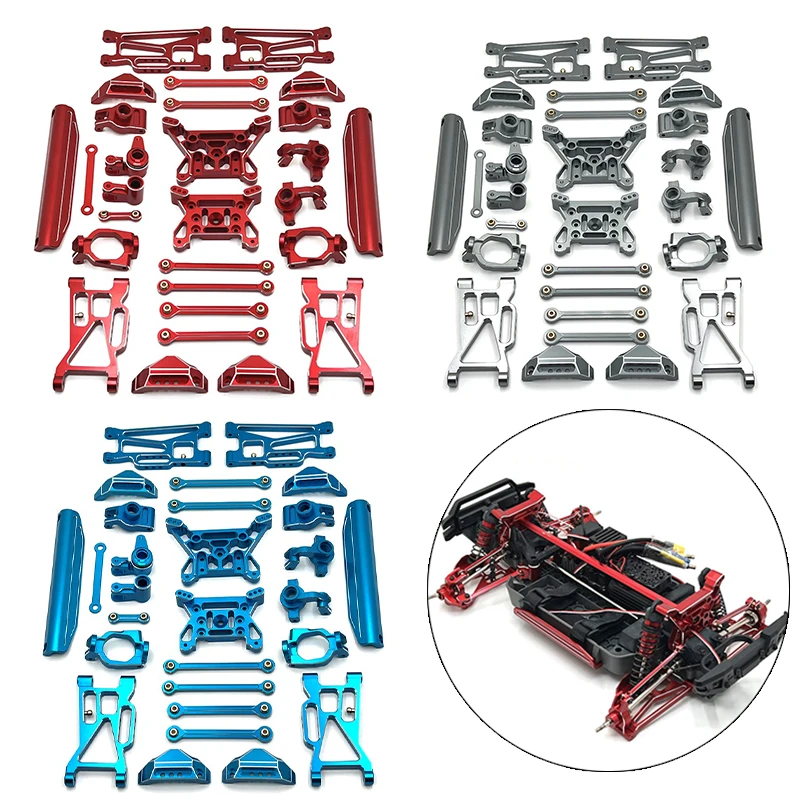 

MJX 1/10 10208 Little Monster Metal Front Rear Swing Arm Steering Cup Hub Carrier Link Rod Shock Tower Set RC Car Upgrade Parts