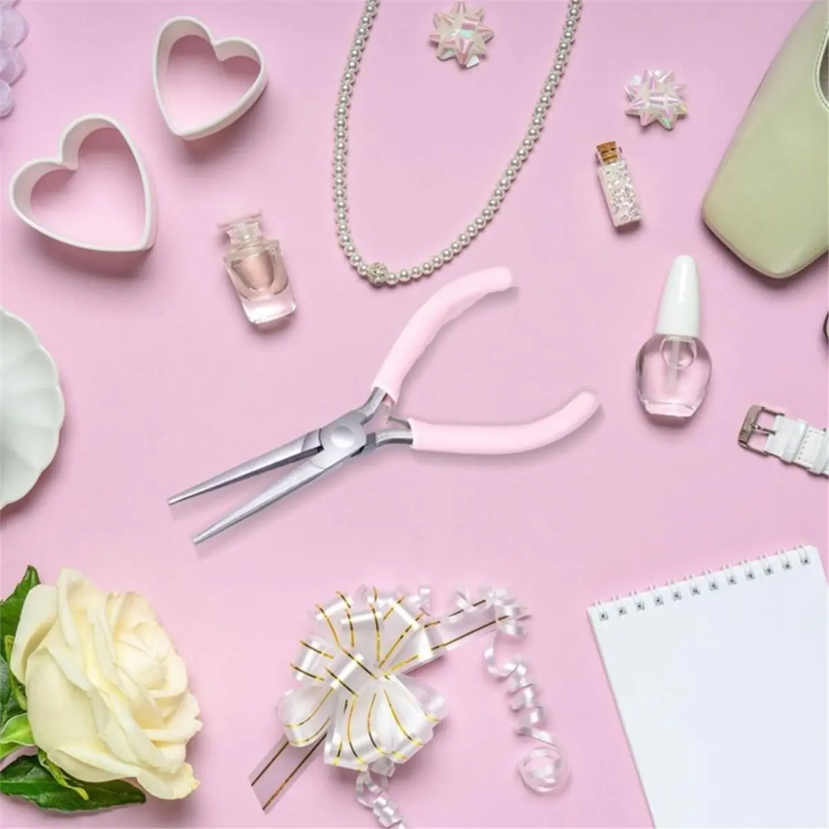 DIY Jewelry Making Tool Kit, Handle Beading Pliers Tweezers with Jump Rings for Handmade Bracelet Earring Necklace Craft
