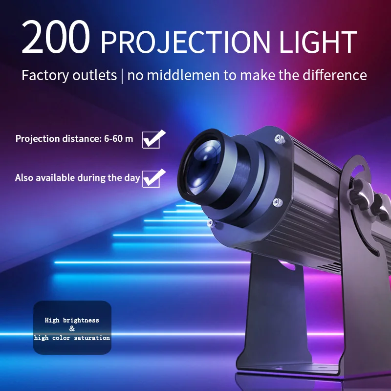 Hot Sale High Power 200W Indoor Commercial Advertising Logo Projector Custom Led Rotating Gobo Projector Lights