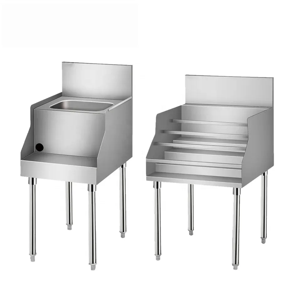 Commercial Cocktail Bar Station Customized Stainless Steel Bar Cabinet Food Prep Table Counter Design Equipment Supplies Set