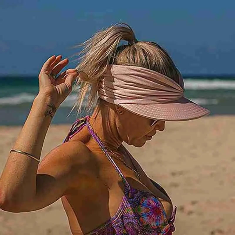 New Hat Women Summer Sun Visor Hat Women Girls Anti-UV Elastic Hollow Top Hat Outdoor Sun Hat Summer Hat Visor Caps For Ladies