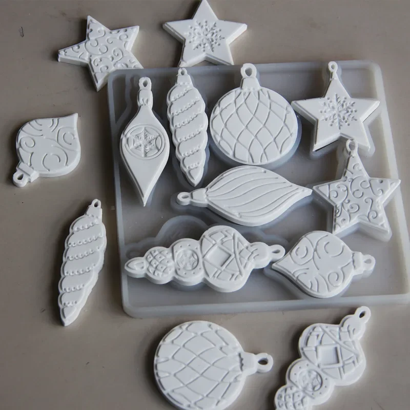 1pc DIY Ocean Conch Starfish Gypsum Fragrance Stone Mold Christmas Star Snowflake Lamp Painting Hanging Silicone Mold