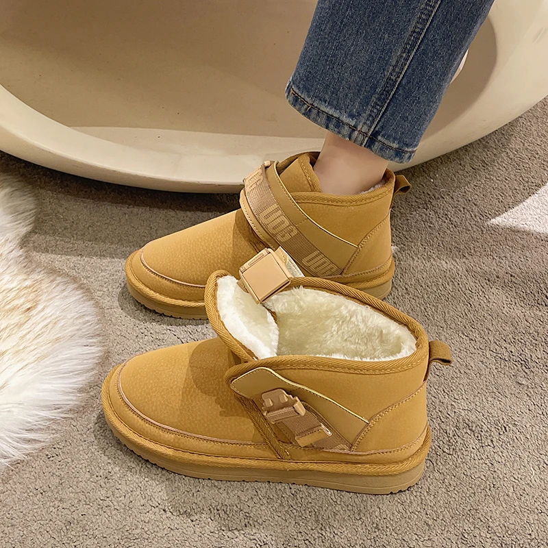 

2023 Winter Shoes for Female Slip-on Women's Ankle Boots Flat with Platform Women's Shoes Warm Plus Size Ladies Snow Boots