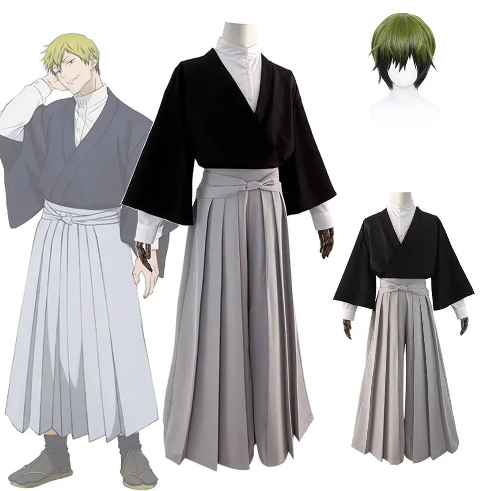Disfraz de Cosplay de Anime JJK Zenin Naoya, Peluca, Kimono Negro, Pantalones, Camisa, Trajes para Halloween, Convento de Anime, Juego de Roles para Mujeres y Hombres