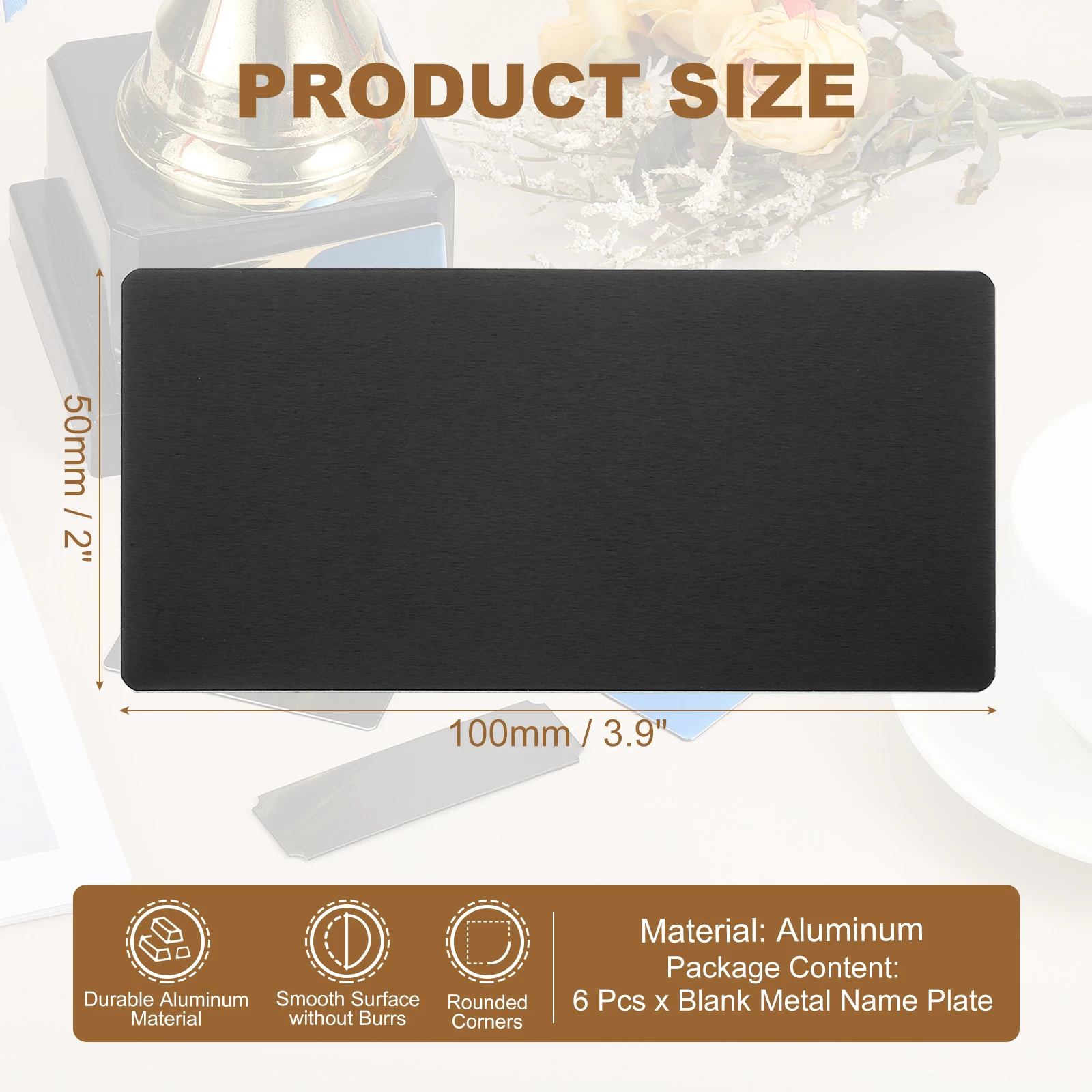 6/12Pcs Blank Engraved Metal Name Plates Laser Strong Adhesive Nameplate Anodized Aluminium Custom Blank Plates Bussness Cards