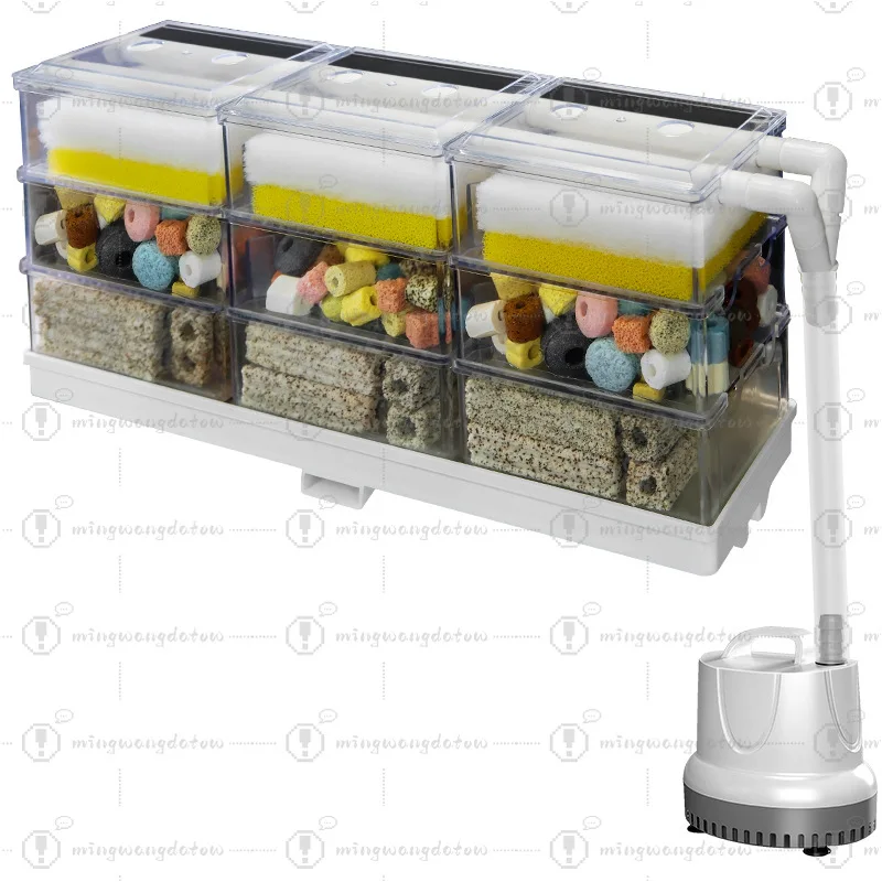 Aquarium Top Filter Box, Double Pipe Rainfall Filter, Upper Circulation & Oxygen Filter, Black