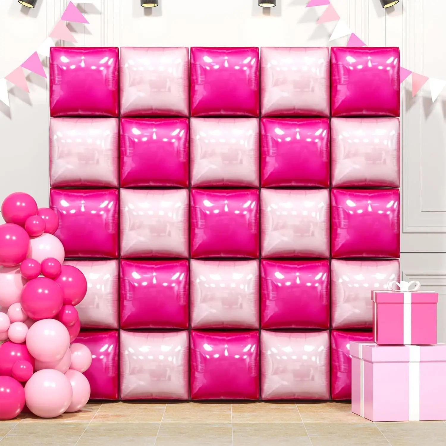 25 Stück doppelseitige quadratische Aluminiumfolien-Ballonwände für Jahrestag, Hochzeit, Jahreszeit, Valentinstag, Geburtstag, Party – Detail 6