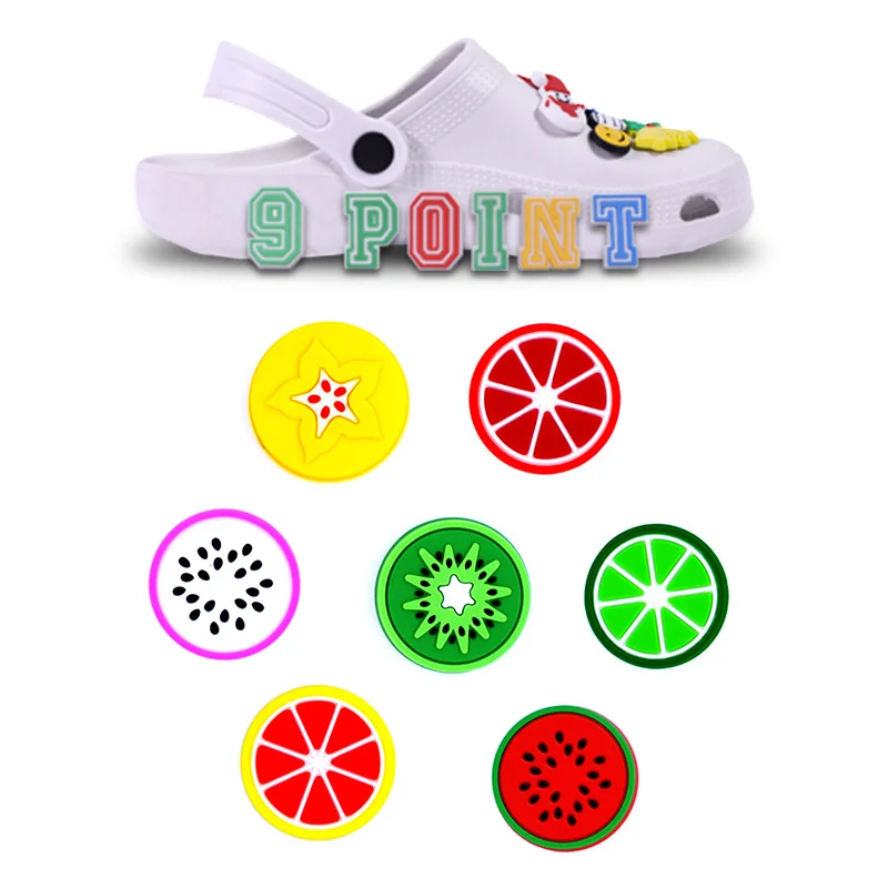 PVC Shoe Charms lovely Shoe Accessories fruit Shoe Decoration Kids Shoe Buckles Pins for Croc Sandals  X-mas Gifts Pins Buckle