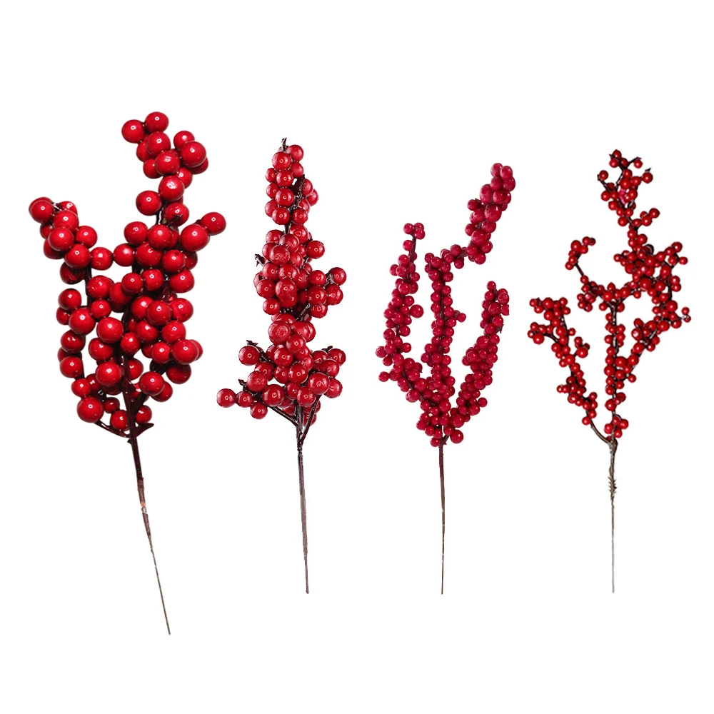 6pcs Artificial Christmas Berry Red Foam Berries Multi Type Branches For DIY Christmas Wreath Supply Xmas Tree Decorations