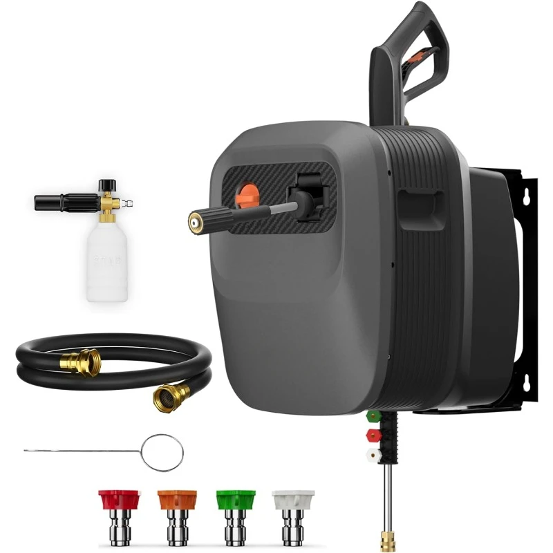 

Grandfalls Pressure Washer G20, Wall Mount Pressure Washer with 180°Rotating Bracket, 65ft Retractable Ultra-soft Pressure Hoses