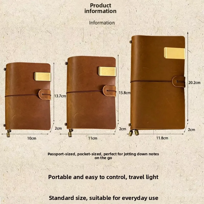 Crazy Horse Leather A5 Travelers Notebook Refillable Journal Vintage Diary Handmade Writing Sketchbook Portable Loose Leaf Gifts view 6