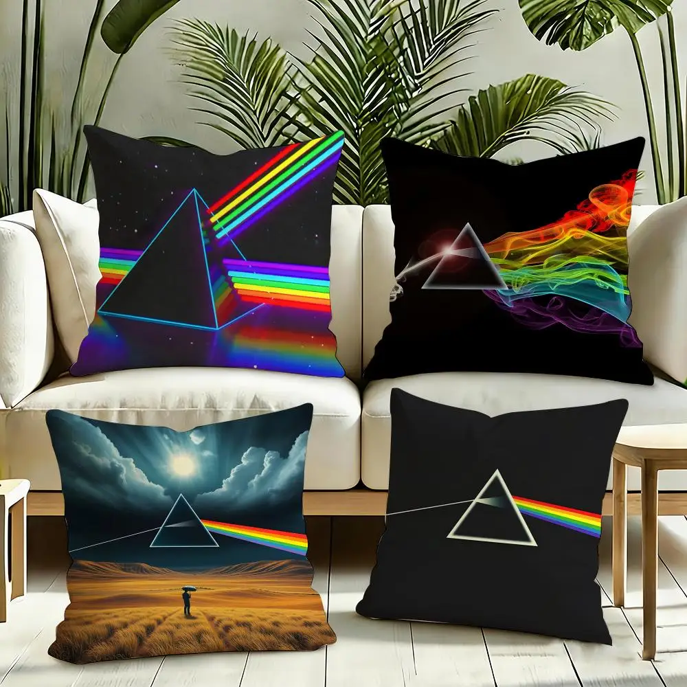 Band P-Pink Floyd Kissenbezug, seidiger, kurzer Plüsch, unsichtbarer Reißverschluss, staubdichter Sofakissenbezug für Heimdekoration