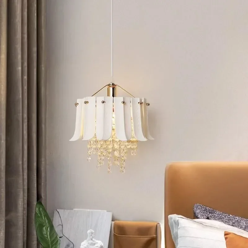 Light Luxury Modern Minimalist Ceramic Chandelier Bedroom Bay Window Bedside Lamp Entrance Hallway Balcony Crystal Chandelier