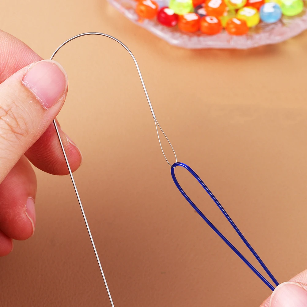 

4Pcs Curved DIY Beading Needles Metal Large Eye Bead Threader Tool for Jewelry Making Bracelet Craft Beads Beading Needles
