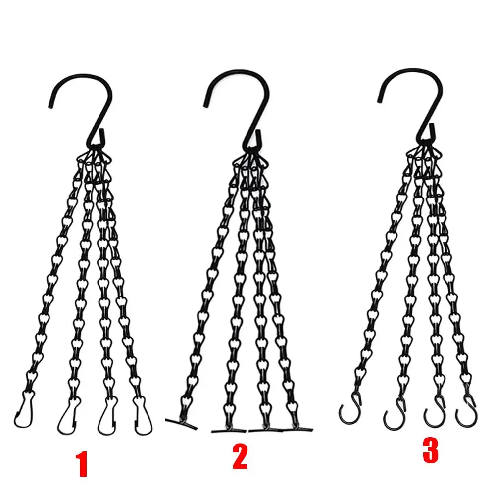 4-żyłowy wiszący łańcuszek wymienny wieszak na rośliny wiszący kosz czarny/srebrny haczyki na doniczki