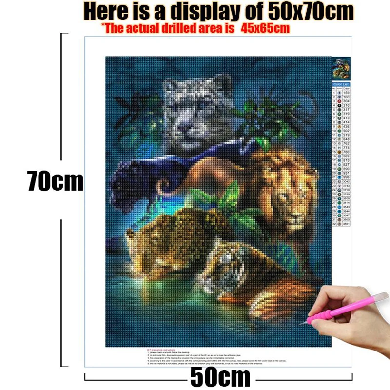 5D Diamond Painting Forest Tiger Leopard Lion Diamond Mosaic Painting Animals Full Square/Round Drill Rhinestone Embroidery DIY