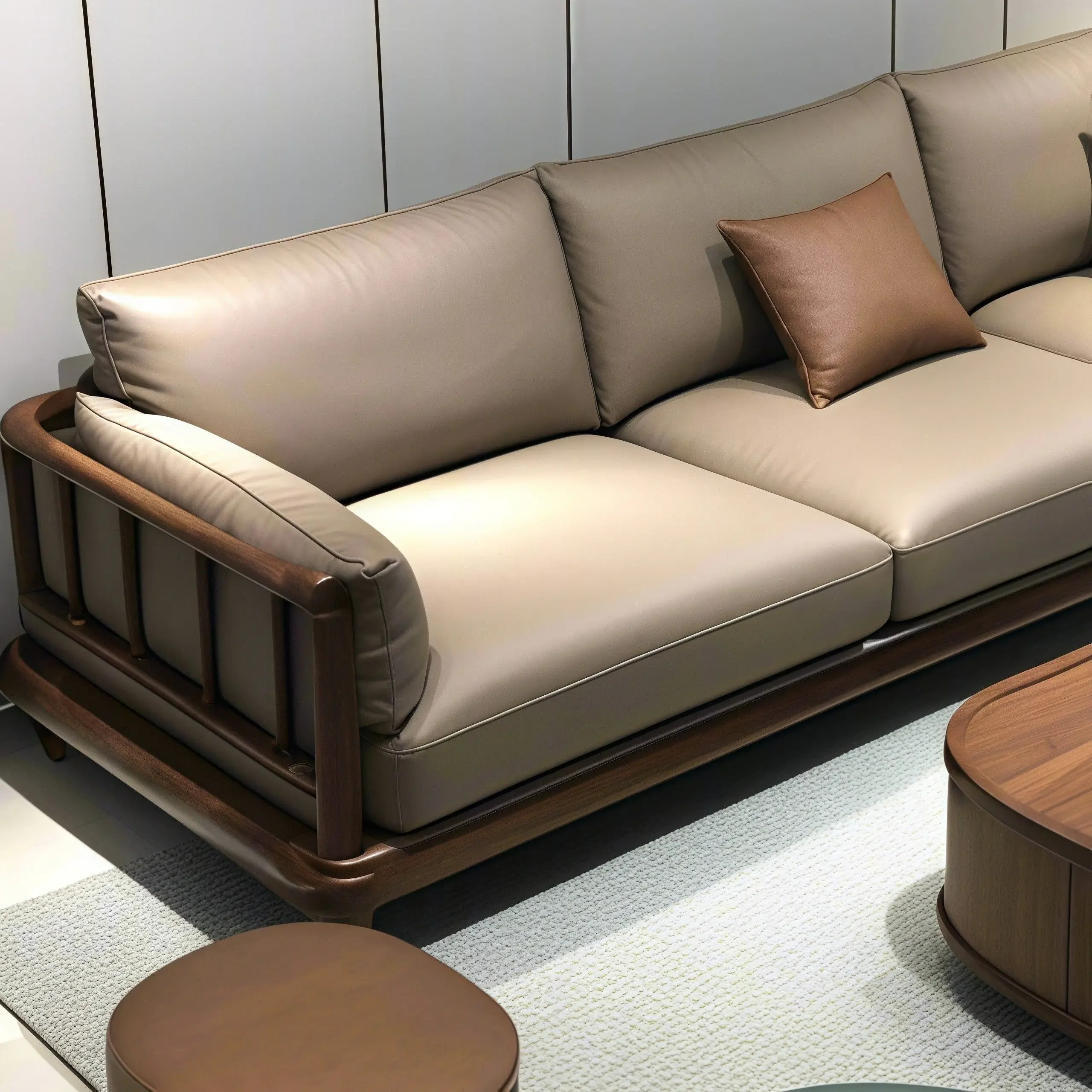 

ZQ Настраиваемая мебель Новый китайский диван Мебель для гостиной Ореховый душевой одуاب проведения алиه информацион dediس Диван Надувной Угловой Диван