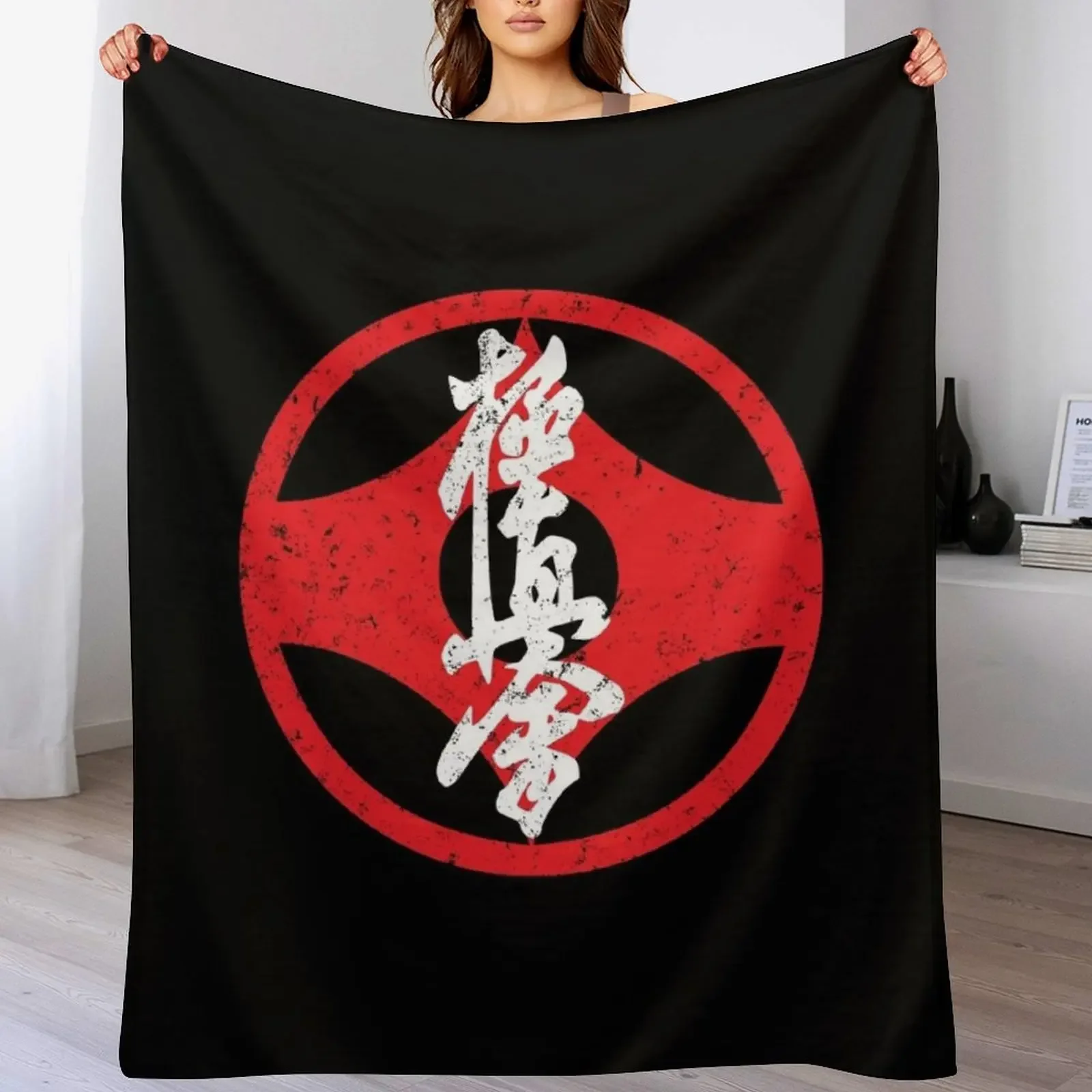 Kyokushin Kaikan Karate Symbol Kyokushinkai Dojo Throw Blanket Compact Warm Blanket for Car Road Trip