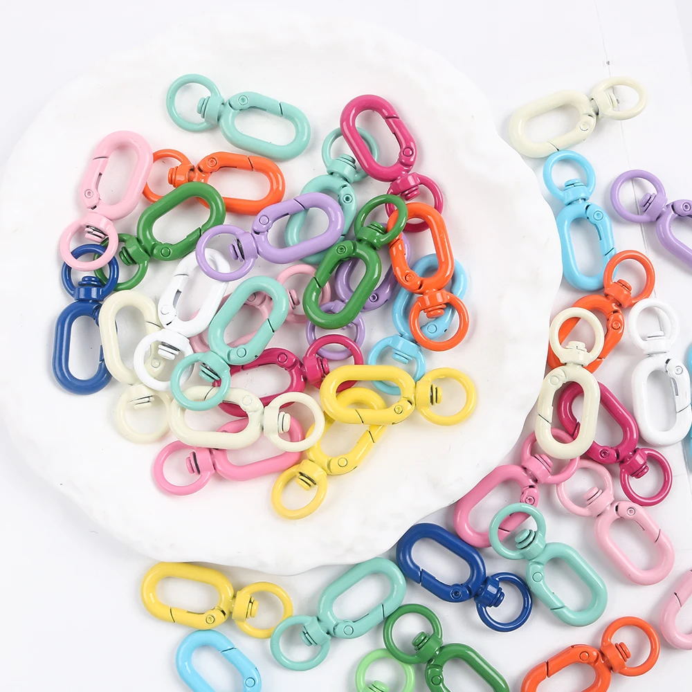 5pcs Multicoloured Alloy Rotating Buckle Handmade Key Chain Materials Jewelry Making Materials Diy Accessories
