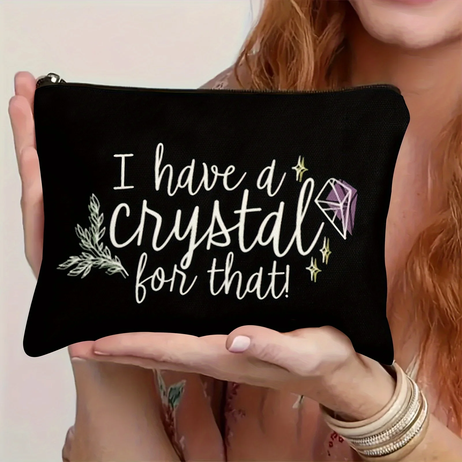 Crystal Lover Gift Crystal Makeup Bag I Have A Crystal for That, Celestial Gift Witch Makeup Bag Witchcraft for Halloween