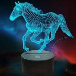 Nighdn 3D Night Light Horse LED Lamp Home Room Decor 7 Colors Changing Nightlight Birthday Christmas Gift for Kids Children