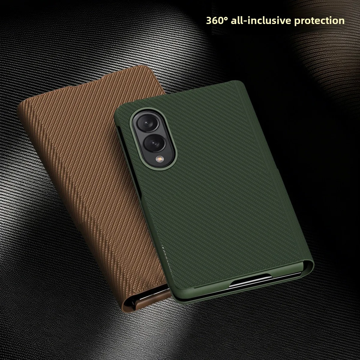 Luksusowe etui na telefon Samsung Z Fold 8 o fakturze skóry, odporne na wstrząsy, z precyzyjnymi wycięciami, odporne na odciski palców. — zdjęcie produktu 4